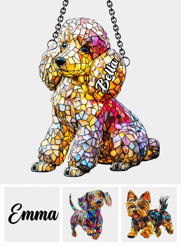 J'aime mon chien - Décoration attrape-soleil personnalisée à suspendre à la fenêtre