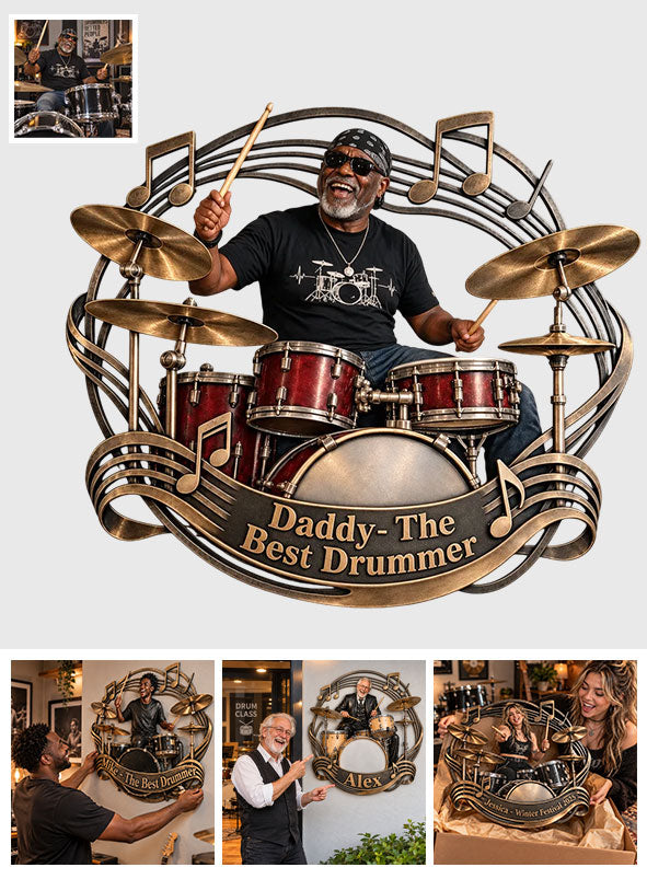 Drumer Gift - Personalized Drummer 3D Printed Cut Metal Sign