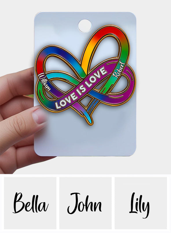 Infinity Heart Rainbow Love Is Love - Personalized LGBT Support Pin