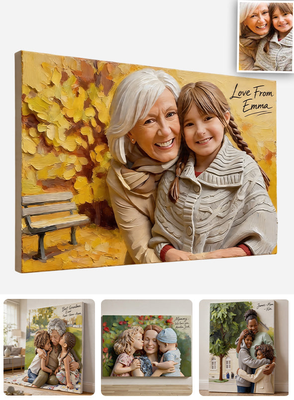 Cadeau Mamie Personnalisé à Partir de Photo - Toile et Affiche Personnalisées