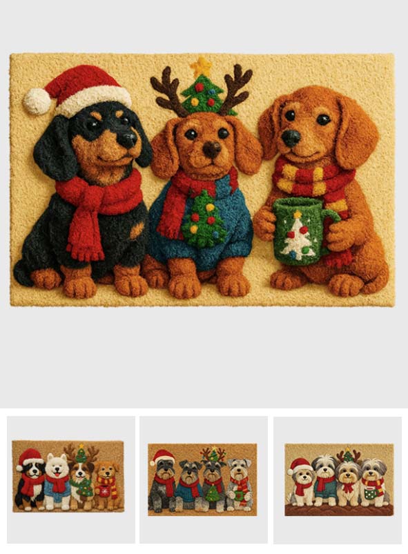 Tapis de Noël personnalisé pour chien - Tapis antidérapant à motif chien