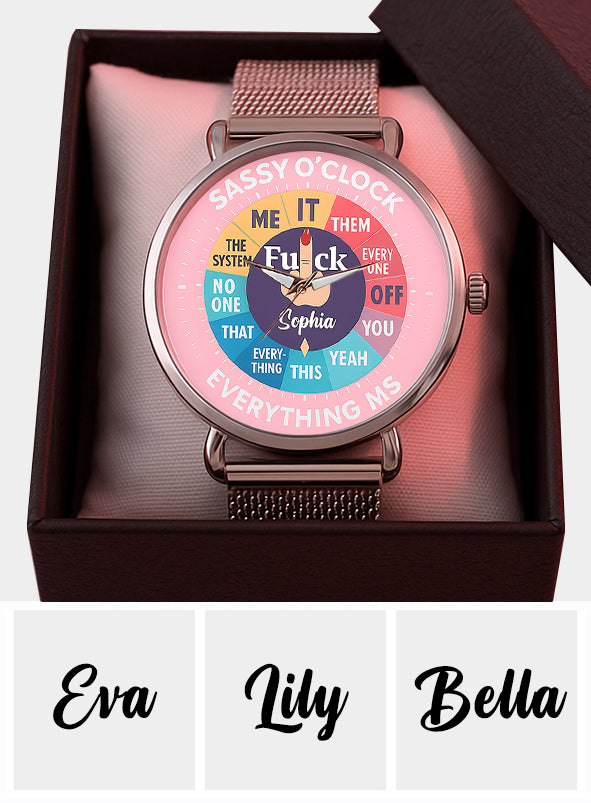 Montre « F*ck O'Clock », cadeau humoristique pour elle ou ses amies - Montre-bracelet sarcastique personnalisée pour femme