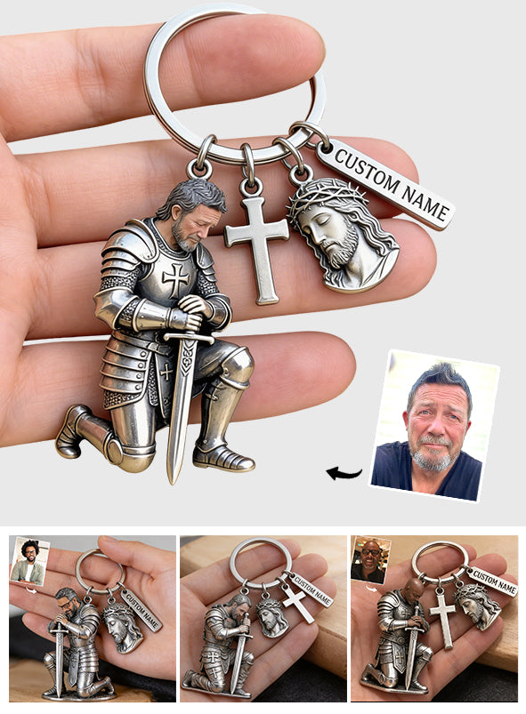 Knight Of God - Personalized Christian Keychain With Charms