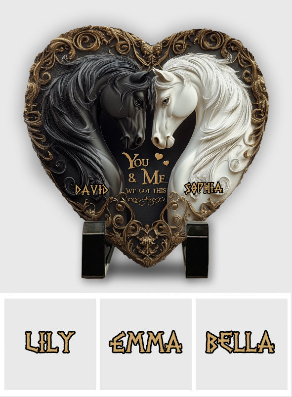 Toi et moi, on gère ! - Pierre personnalisée en forme de cœur avec motif cheval