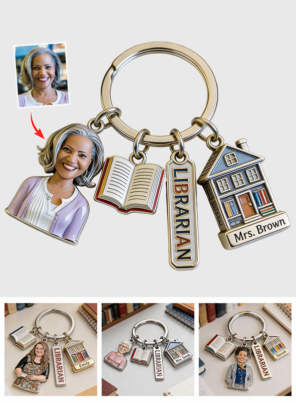 Librarian Gifts - Personalized Librarian Premium Keychain With Charms