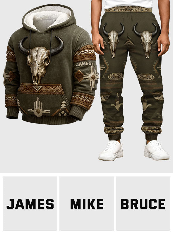 Skull Tribal, Native American Pattern - Personalized American Indian Hoodie and Sweatpants