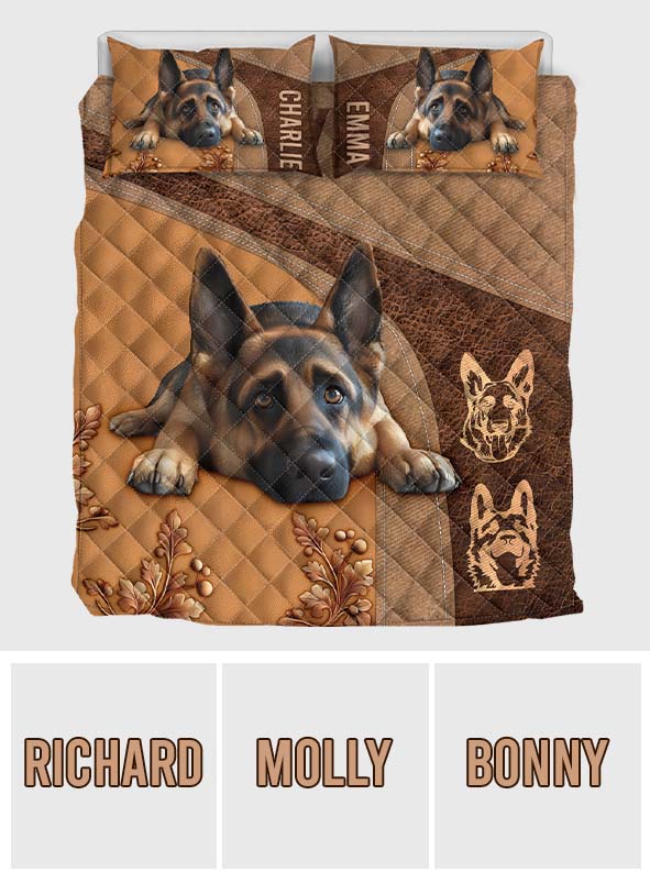 Sleeping German Shepherd - Personalized Dog Quilt Set