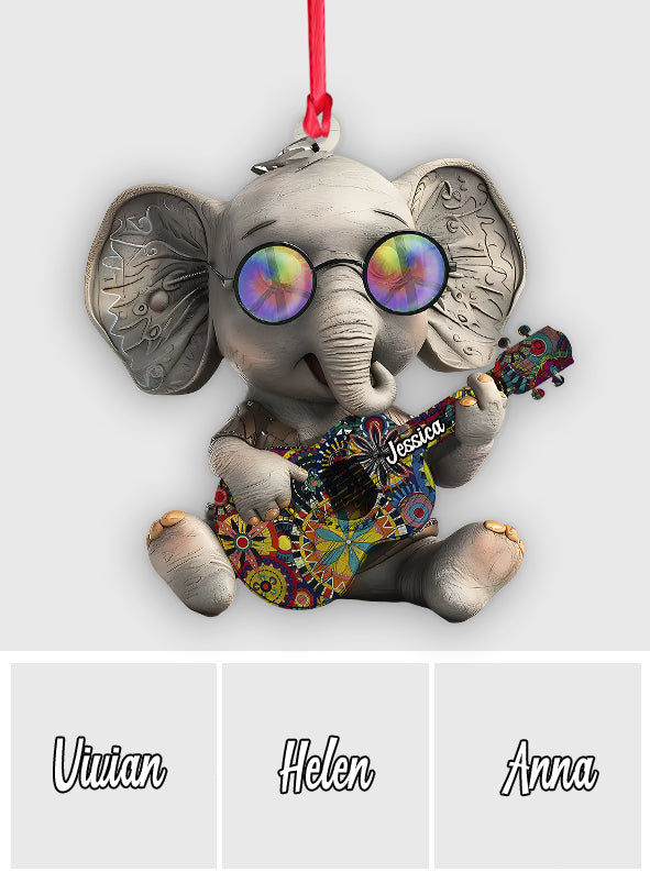 Hippie Elephant - Personalized Hippie Ornament