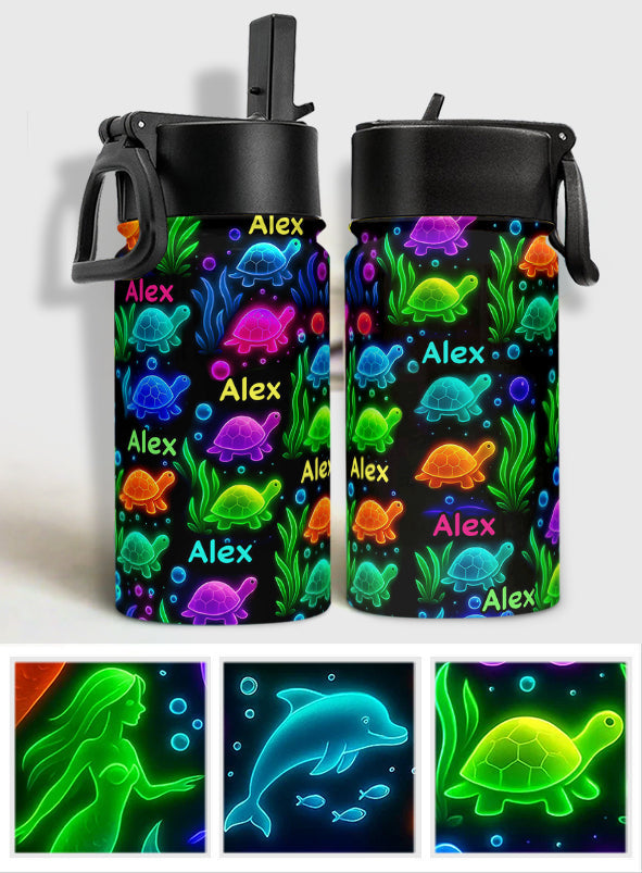 Gourde personnalisée pour enfants amoureux de la mer - Créatures marines lumineuses