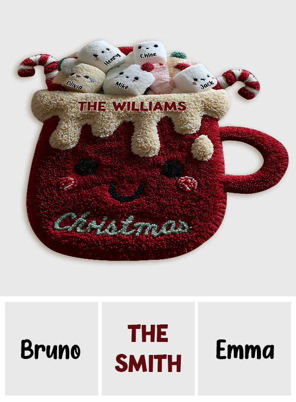 Tapis de Noël familial personnalisé et antidérapant