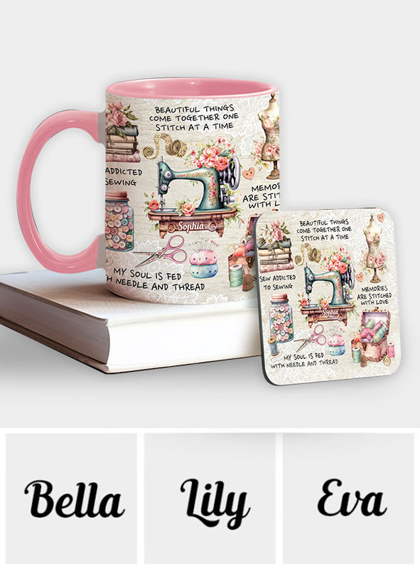 Sew Addicted To Sewing - Personalized Sewing Accent Mug