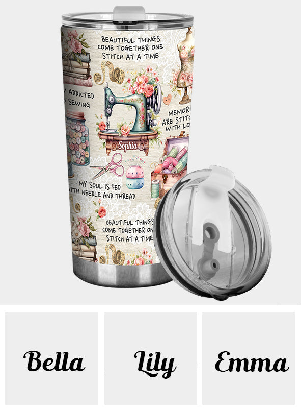 Sew Addicted To Sewing - Personalized Sewing Tumbler