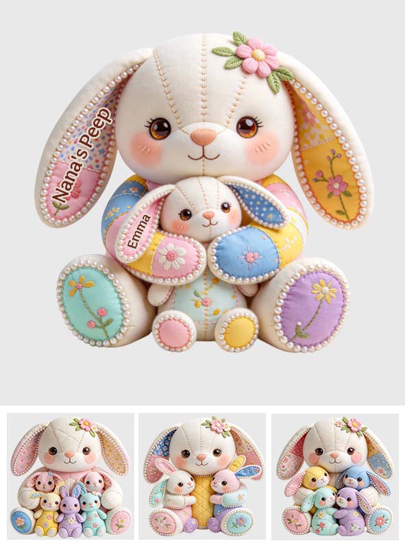 Coussin en fausse fourrure premium personnalisé « Grandma's Peeps »