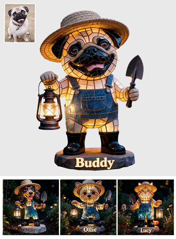 Décoration de jardin photo personnalisée - Lampe solaire acrylique pour chien