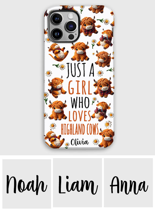 Just A Girl Who Loves Highland Cows - Personalized Highland Cow Full Print Phone Case
