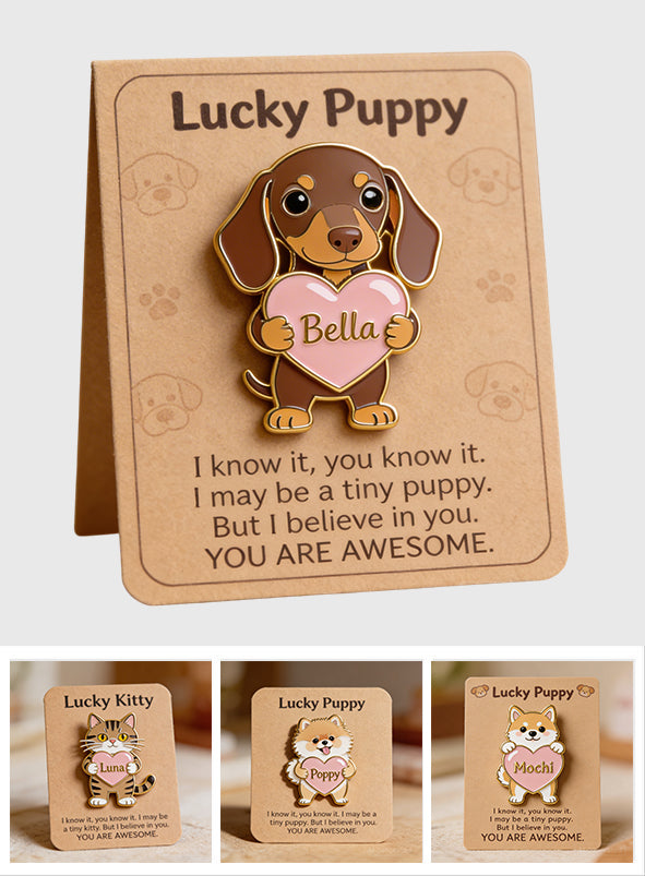 Lucky Puppy/ Kitty - Personalized Dog Pocket Hug Card