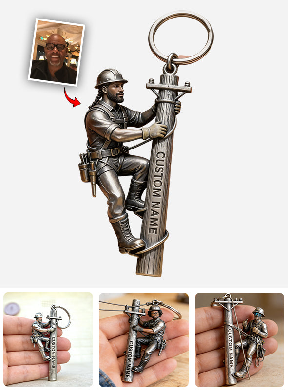 Custom Lineman Keychain From Any Photo - Personalized Lineman Keychain