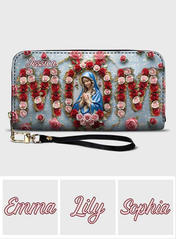 Mom Lady Of Grace - Personalized Christian Leather Long Wallet