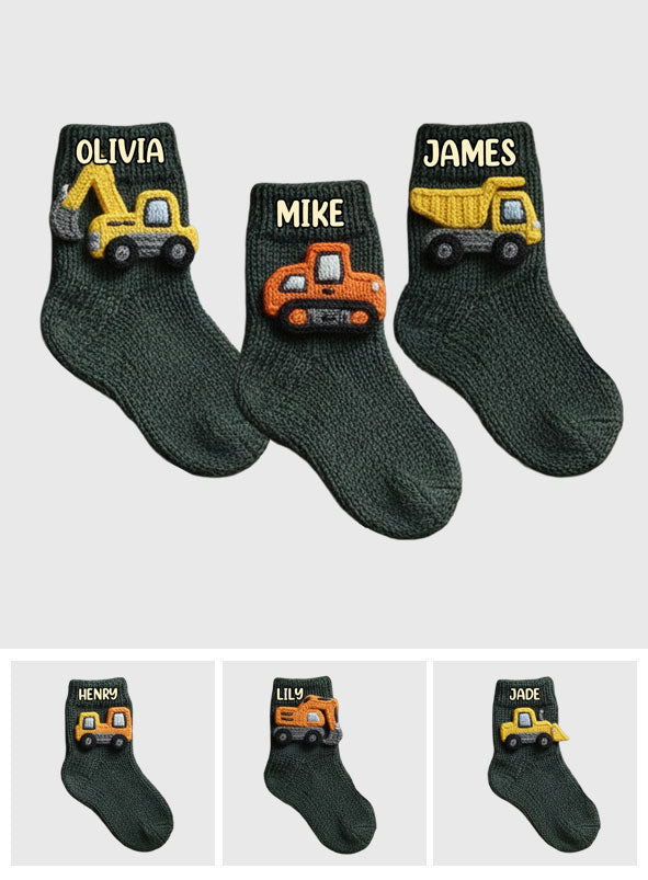 Machines de construction - Chaussettes personnalisées pour enfants