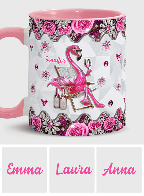 Be a Flamingo In a Flock of Pigeons - Personalized Flamingo Accent Mug