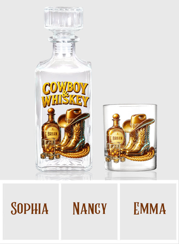 Cowboy & Whiskey - Coffret carafe à whisky personnalisée
