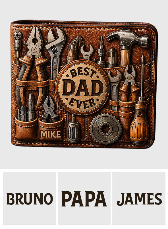 Titre personnalisé Meilleur cadeau pour Papa/Papi - Portefeuille en cuir personnalisé