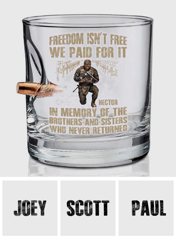 La liberté a un prix. Nous l'avons payée. - Verre à whisky personnalisé en forme de balle de vétéran