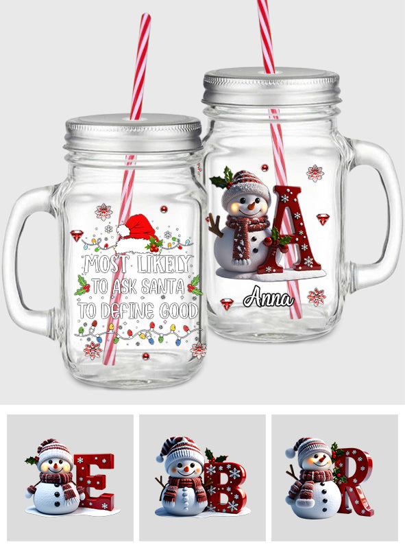 Cadeau familial humoristique - Tasse Mason Jar personnalisée pour toute la famille