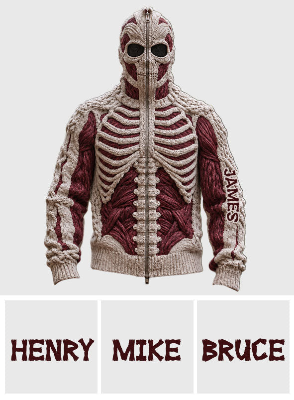Squelette Cramoisi - Sweat à Capuche Zippé Personnalisé pour Halloween