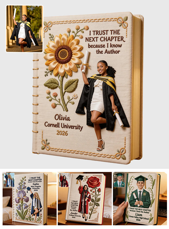 Journal en Cuir Personnalisé - Graduation Florale