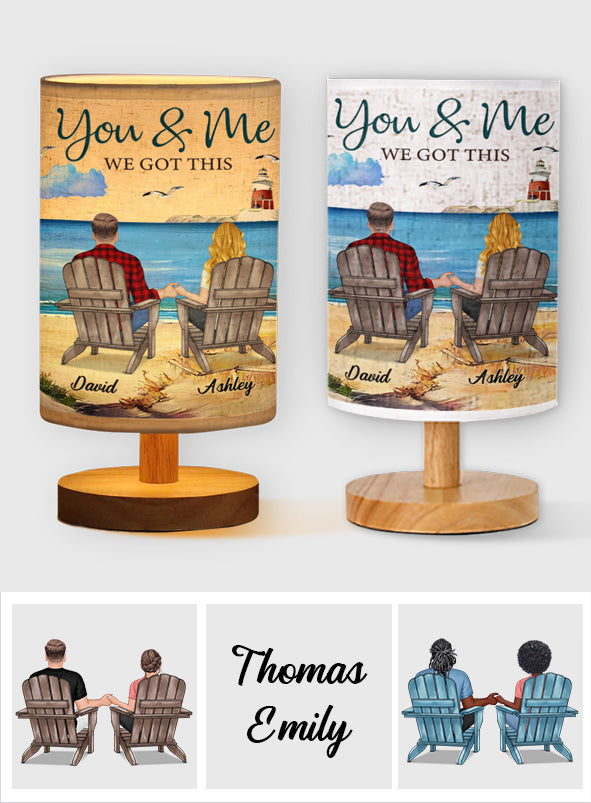 You & Me We Got This - Personalized Couple Tableside Lamp With Wood Base