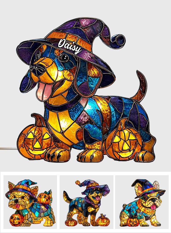 Veilleuse LED personnalisée pour chien en acrylique « Spooky Time »