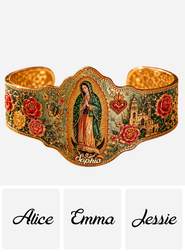 Déesse Mexicaine, Guadalupe - Bracelet en Cuir Chrétien Personnalisé