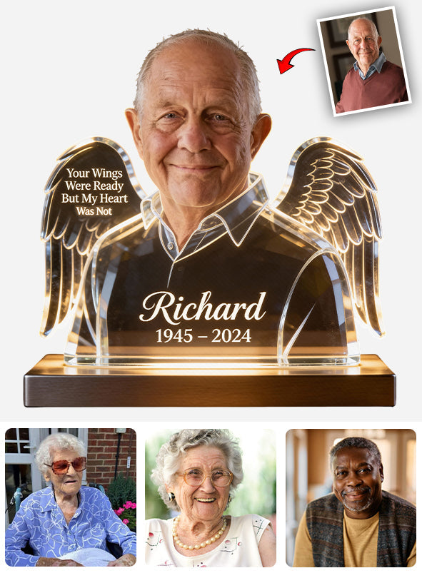 Your WIngs Were Ready - Personalized Memorial Acrylic LED Night Light