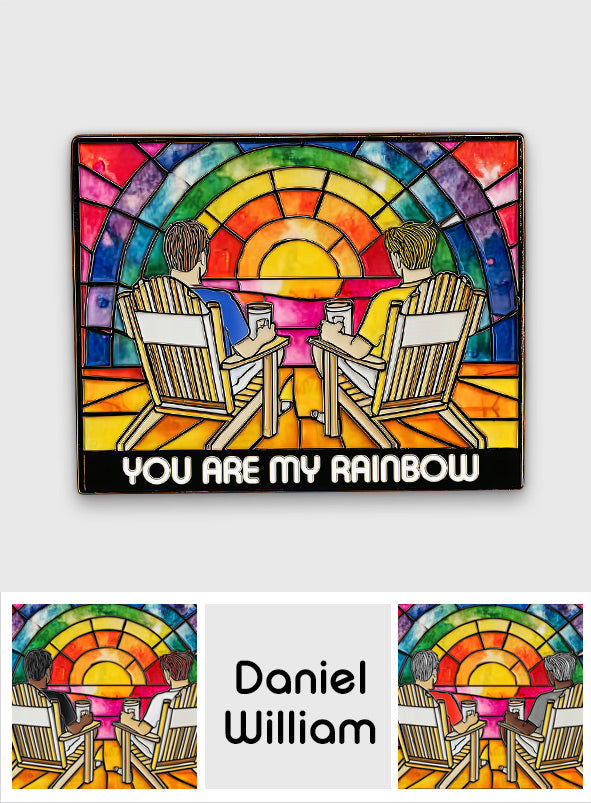 Amour de couple arc-en-ciel - Épingle de soutien LGBT personnalisée