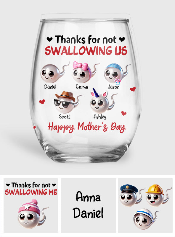 Merci maman de ne pas m'avoir avalé - Verre à vin personnalisé « Maman »