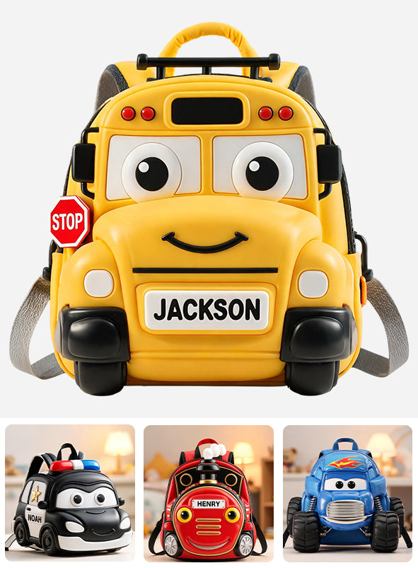 Cute Vehicle - Personalized Kid Changeable Leather Patch Backpack