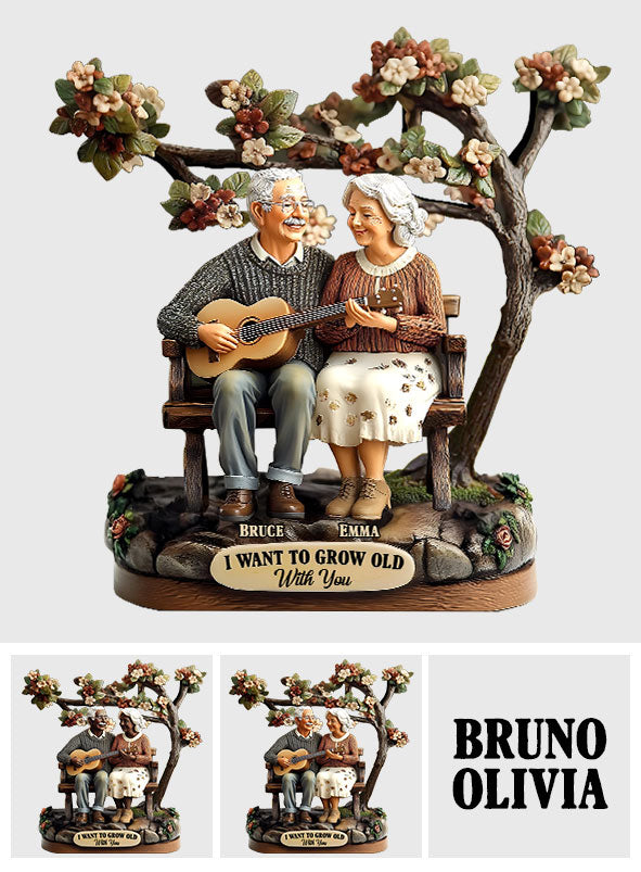 Je veux vieillir avec toi - Plaque acrylique personnalisée pour couple