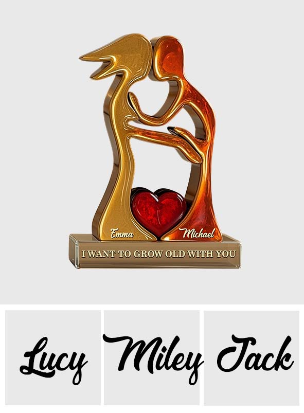 Je veux vieillir avec toi - Plaque acrylique personnalisée pour couple