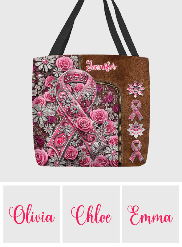 Ruban rose - Sac fourre-tout personnalisé pour la sensibilisation au cancer du sein