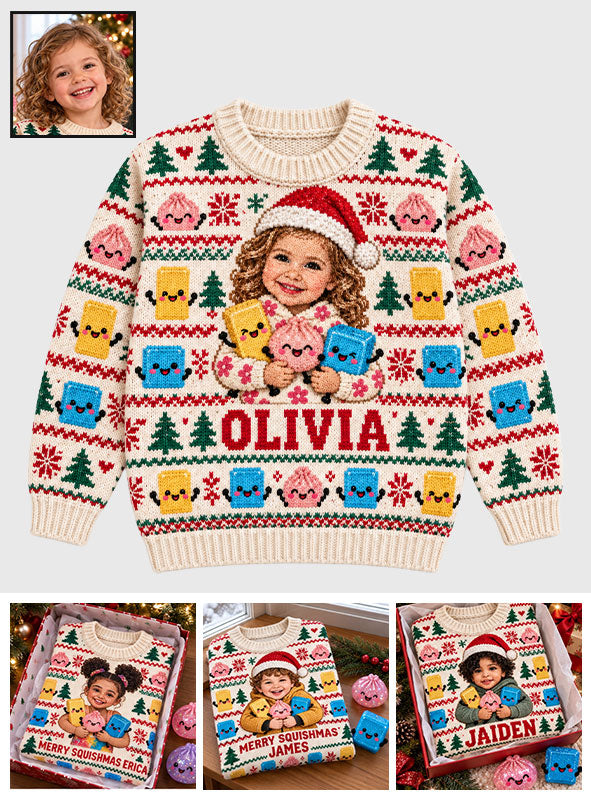 Merry Squishmas - Personalized Kid Ugly Sweater