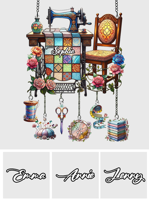 Passionnée de couture - Attrape-soleil personnalisé à suspendre à la fenêtre avec breloques
