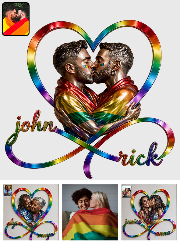 L'amour est l'amour - Panneau en métal découpé 3D personnalisé de soutien LGBT