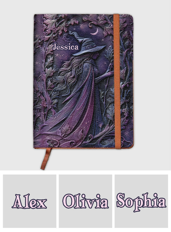 Sorcière Violette - Journal en cuir personnalisé pour sorcière