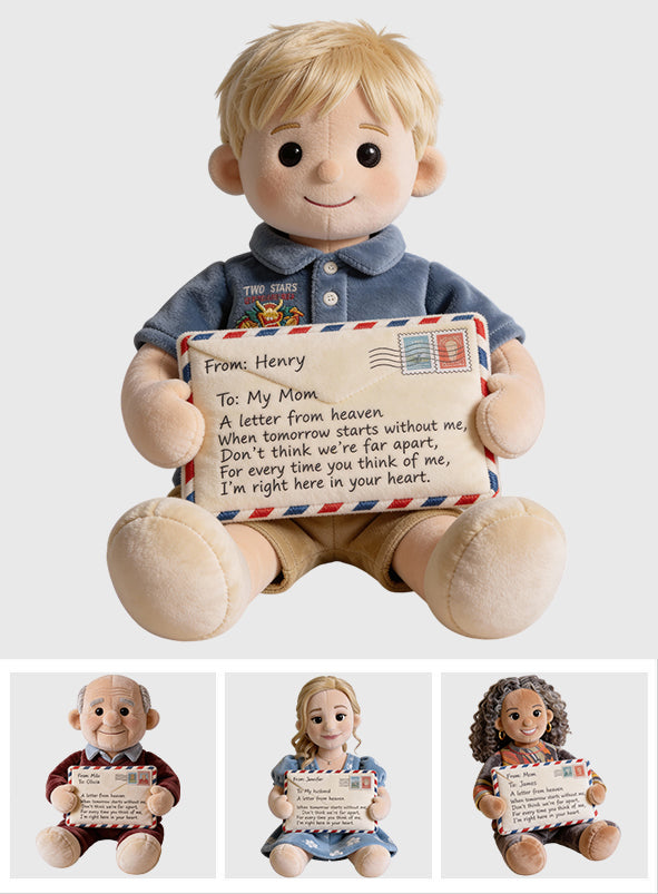 Lettre du ciel - Coussin commémoratif personnalisé en fausse fourrure en forme de lettre du ciel