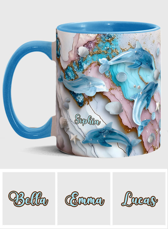 Salty Lil' Beach Turtle Mermaid Seahorse Dolphin - Personalized Sea Lover Accent Mug
