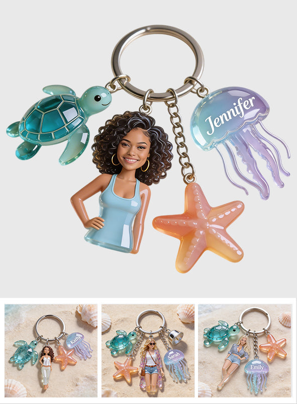 Photo Personnalisée - Porte-Clés Tortue Premium Personnalisé Avec Charms