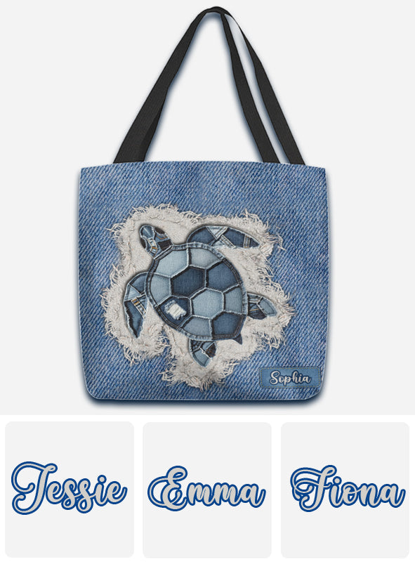 Sac fourre-tout personnalisé Tortue bleue -