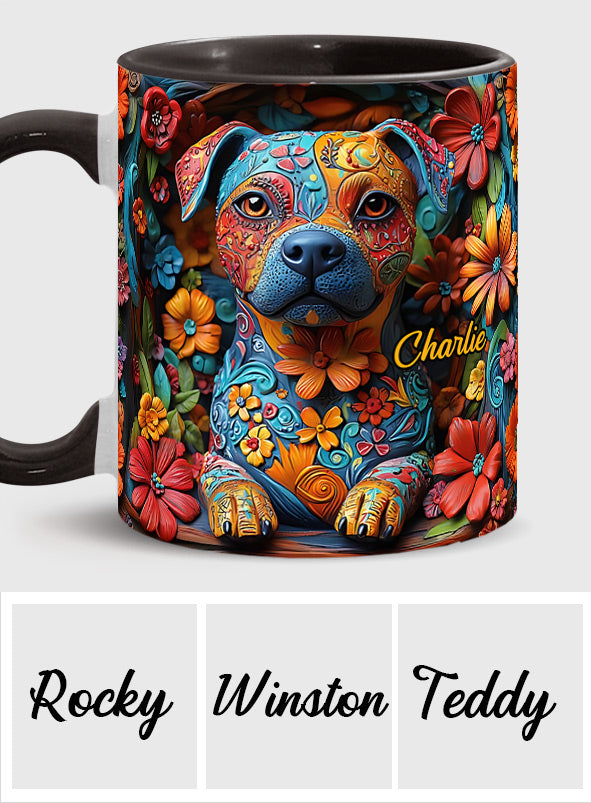 Colorful Pit Bull Dreams - Personalized Dog Accent Mug
