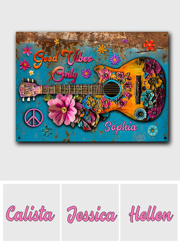 Que des bonnes ondes - Panneau métallique rectangulaire hippie personnalisé